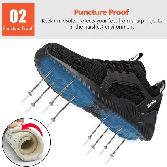 Women Steel Toe Shoes Work Sneakers Lightweight Safety Slip Resistance